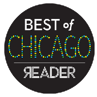 "Best of Chicago" logo with colorful dots on a black circle background.